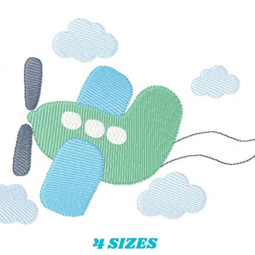 Airplane Embroidery Design – Baby Boy Vehicle Pattern (Digital Download)