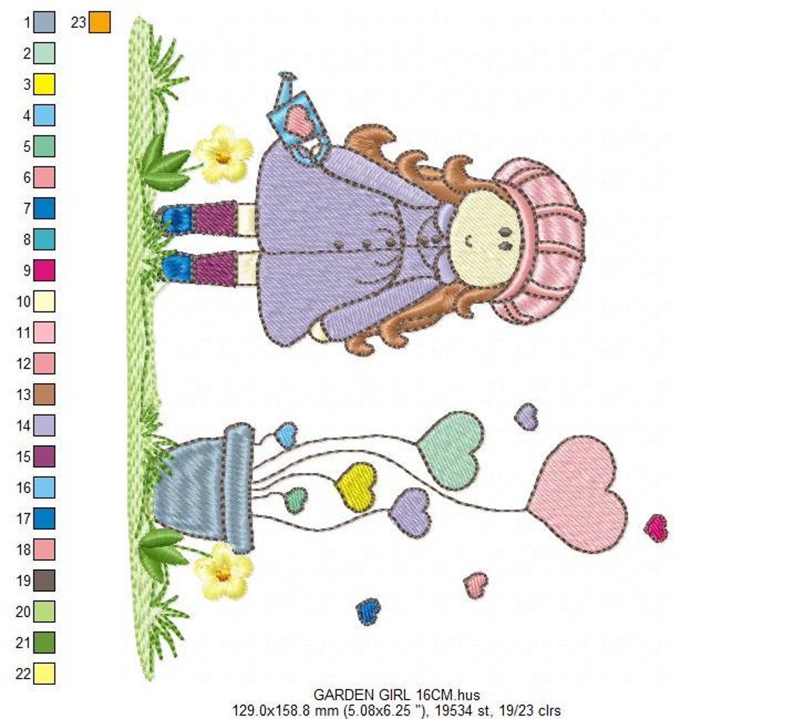 Girl Embroidery Designs Flower Girl Embroidery Design Etsy