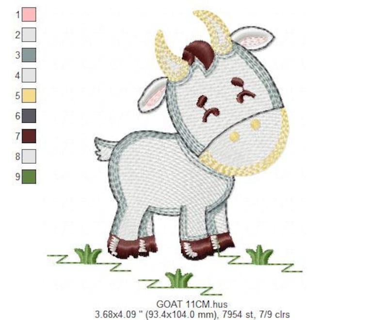 Goat Embroidery Design Farm Animals Embroidery Designs Etsy Australia