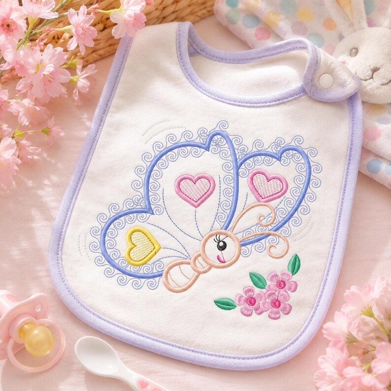 Butterfly Applique Embroidery Design – Baby Girl Animal Machine Pattern (Digital Download)