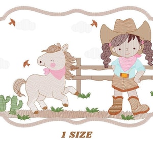 Cowgirl Frame embroidery designs - Baby girl embroidery design machine embroidery pattern - Wrangler embroidery file - instant download pes