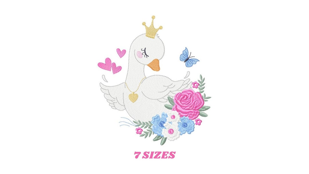 Swan Embroidery Designs Baby Girl Embroidery Design Machine - Etsy
