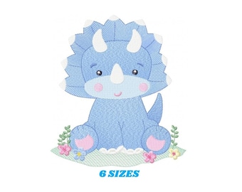 Stickmuster „Baby-Triceratops“ – Dino-Maschinenstickmuster (Digitaler Download)