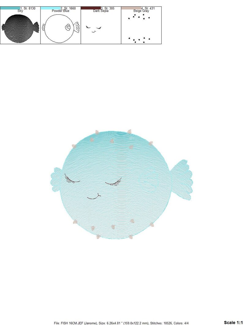 Puffer Fish embroidery designs Ocean animals embroidery design machine embroidery pattern Sleeping fish embroidery file sea animals image 8