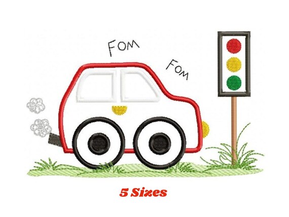 Car embroidery designs - Vehicle  with traffic light machine embroidery pattern - Automobile Applique file - Instant digital download pes