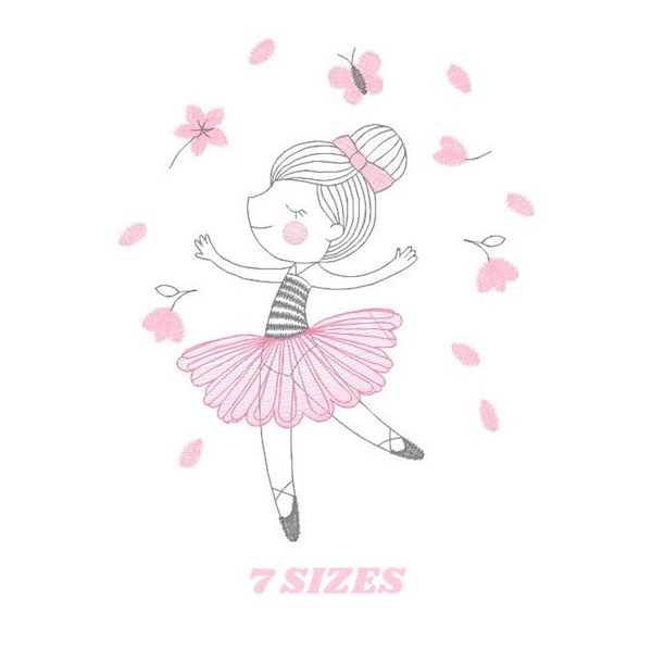 Stickdatei Ballerina - Stickdatei Ballett Stickmuster Stickdatei - sofort download - Baby Mädchen Stickdatei Stickdatei