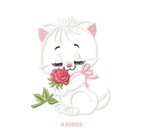 machine Embroidery design DIGITAL DOWNLOAD machine embroidery file Kitty glasses embroidery design 5 sizes included