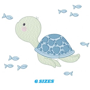 Turtle embroidery design - Ocean animal machine embroidery pattern - Baby boy file (Digital download)