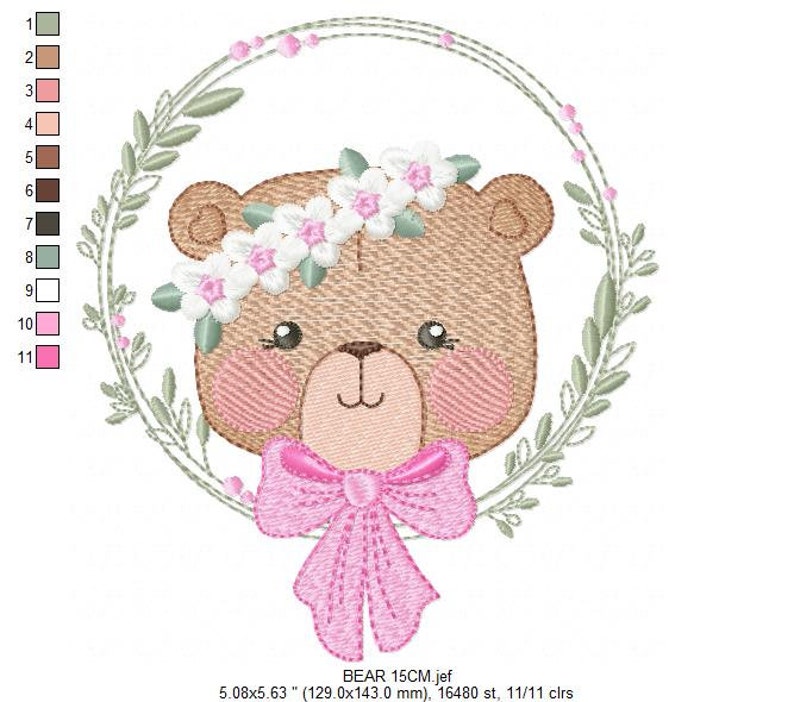 Teddy Bear Embroidery Designs Baby Girl Embroidery Design - Etsy