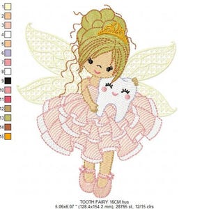 Tooth Fairy Embroidery Designs – Baby Girl Machine Embroidery (Instant Download)