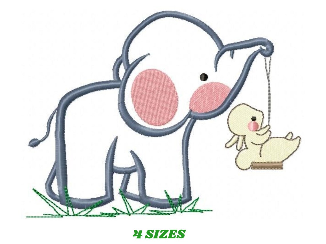 Elephant Embroidery Design Animal Embroidery Design Machine Etsy