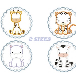 Tierische Stickmotive - Giraffen-Stickmuster, Maschinenstickmuster - Zebra-Stickdatei - Tiger-Stickerei-Applikationsdesign