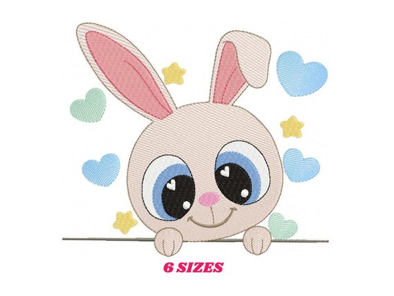 Peek a Boo Bunny Embroidery Design Rabbit Embroidery Designs - Etsy