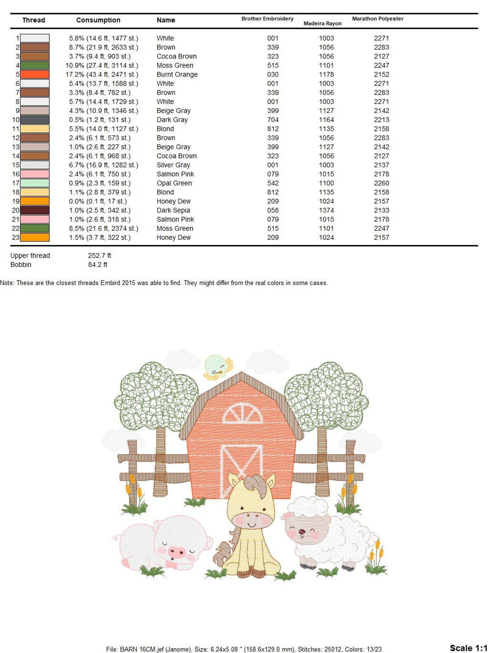 Barn Animals Embroidery Design Farm Fence Embroidery Designs - Etsy