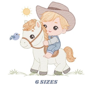Cowboy embroidery design - Baby boy with horse embroidery designs machine embroidery pattern - Farm ranch embroidery file - instant download
