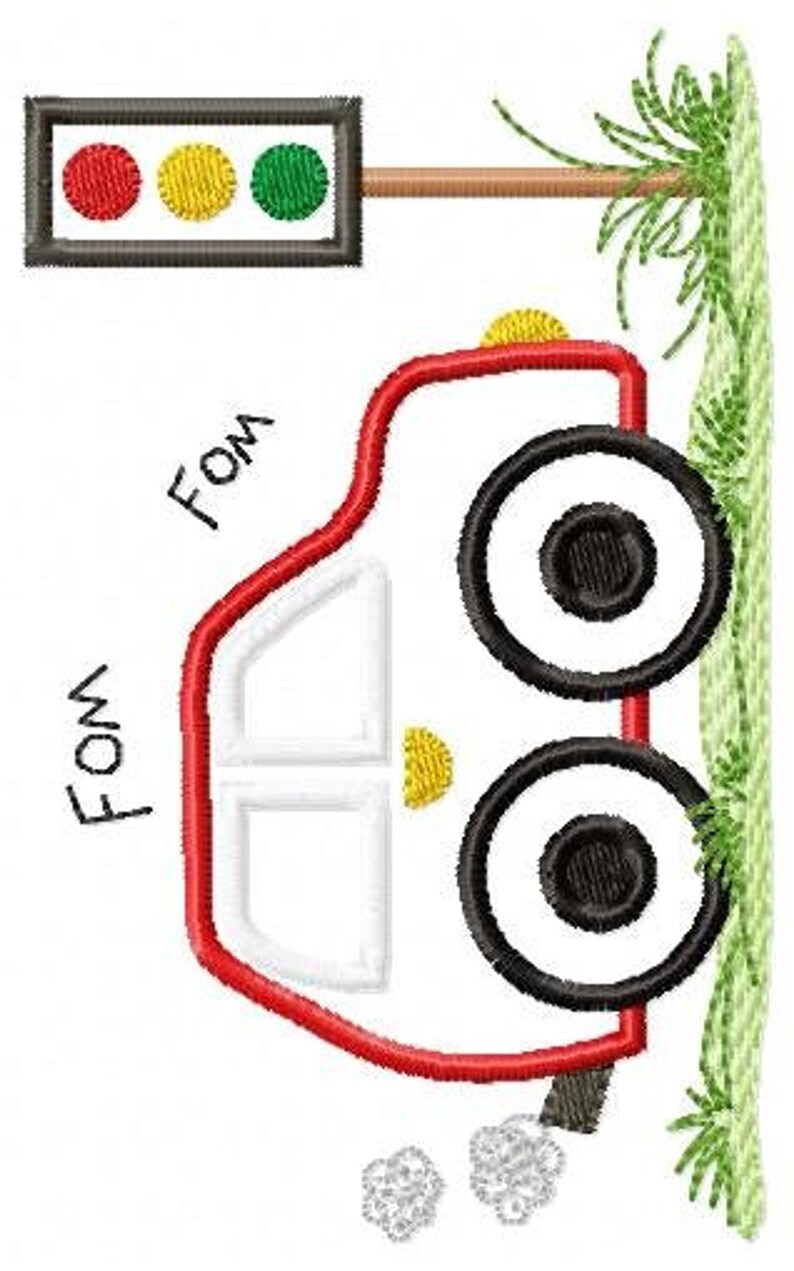 Compact preview with fewer color blocks, smallest size stitch summary, baby boy car machine embroidery with grass detail