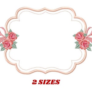 Frame embroidery designs - Flower embroidery design machine embroidery pattern - Roses embroidery file - monogram frame applique design