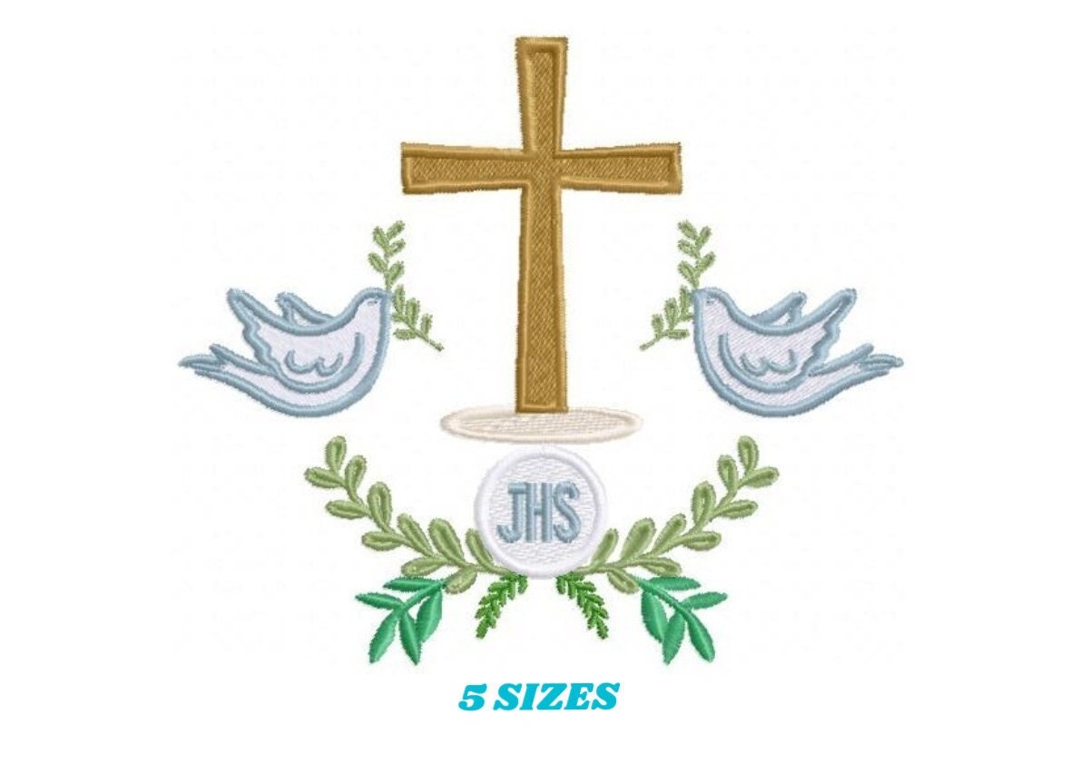 Cross embroidery designs - Dove embroidery design machine embroidery pattern - Catholic embroidery file - Grape Bread Wheat Eucharist church