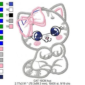Kitty Cat Embroidery Design – Applique Pet Embroidery File (Digital Download)