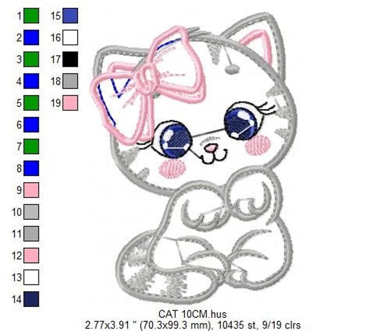 Kitty Cat Embroidery Design – Applique Pet Embroidery File (Digital Download)