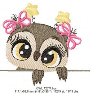 Owl Embroidery Design – Filled Animal Machine Pattern (Digital Download)