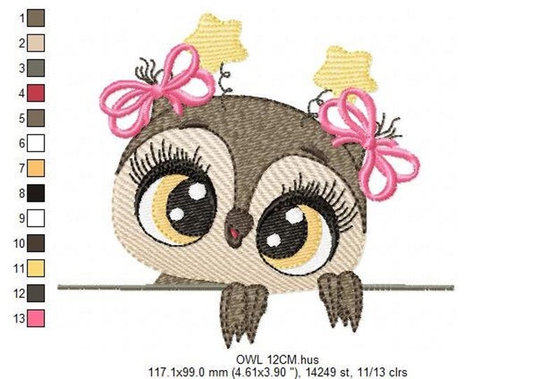 Owl Embroidery Design – Filled Animal Machine Pattern (Digital Download)