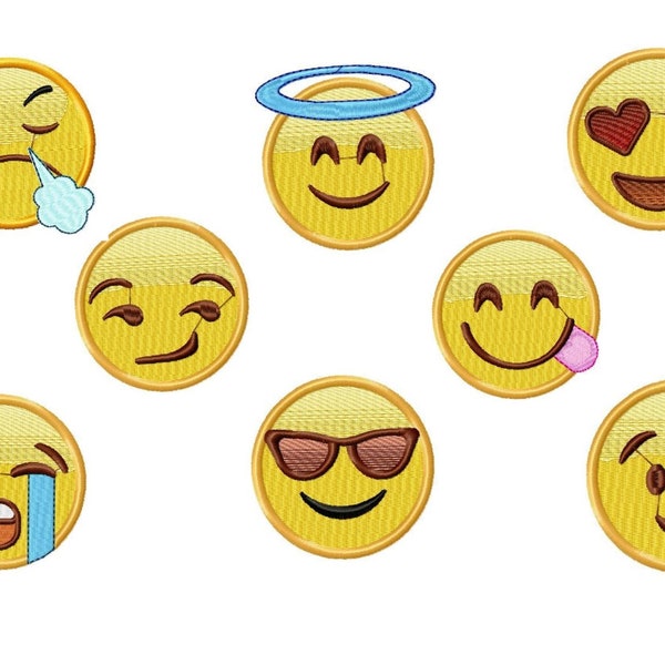 Set di disegni di ricamo Emoji - Disegni di ricamo a macchina di emoticon - File di ricamo di smiley Emoji Smileys Emoji Faces - download istantaneo