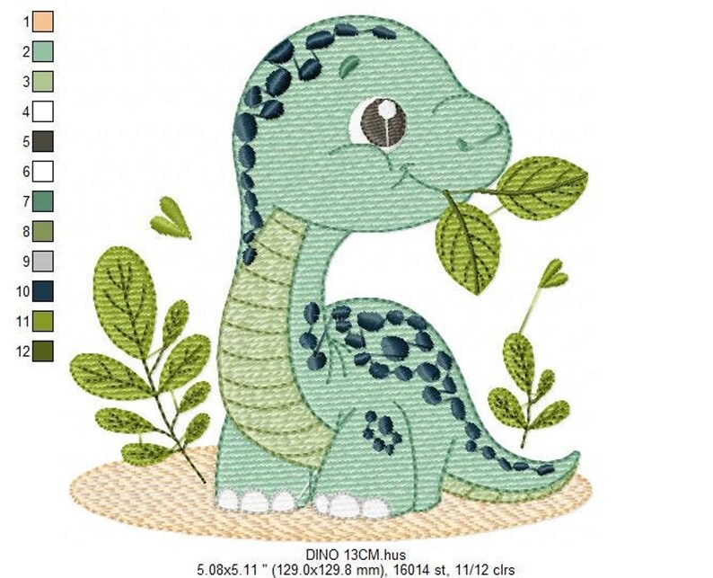 Dinosaur Embroidery Design – Brontosaurus Machine File (Digital Download)