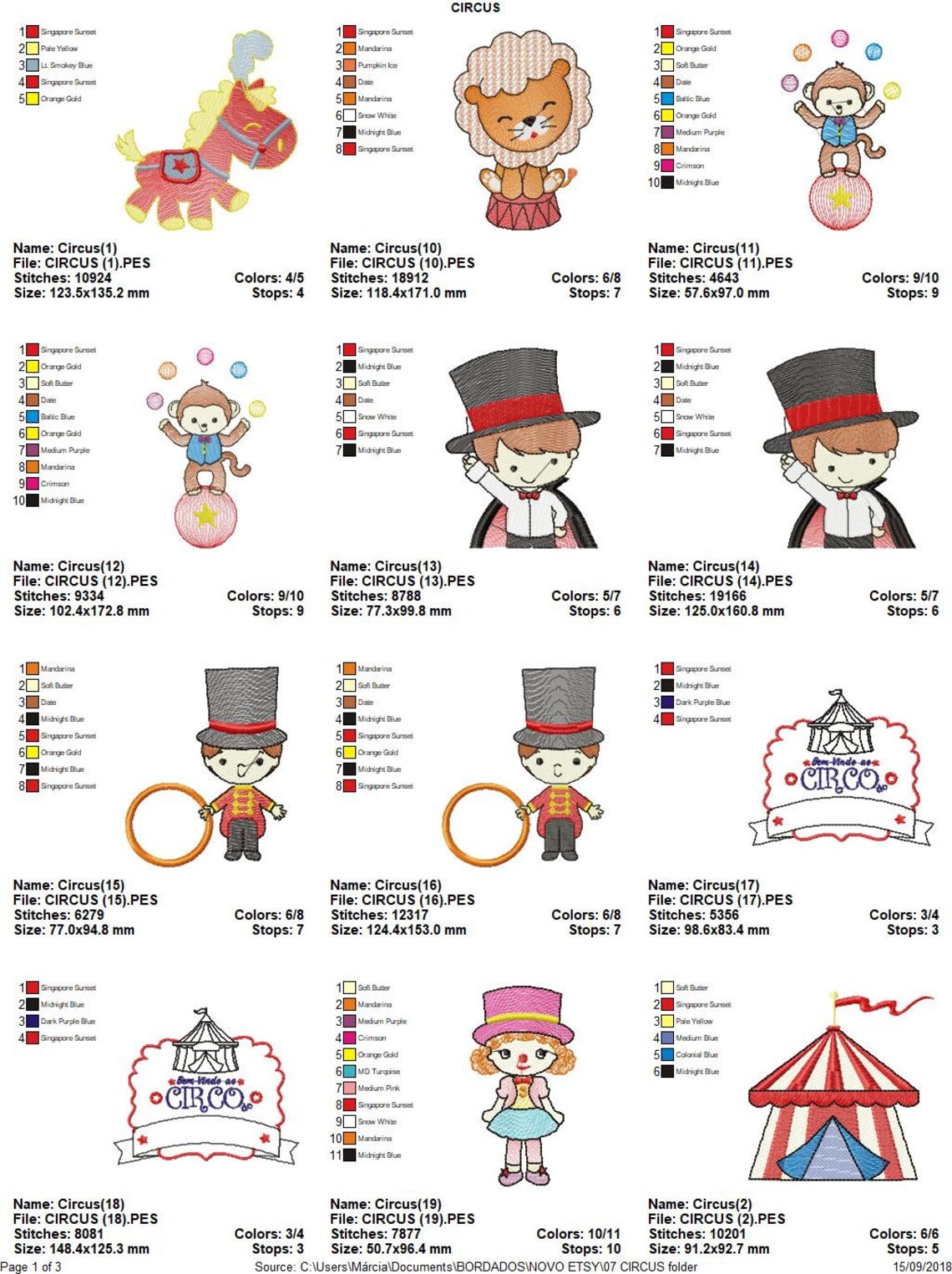Circus Embroidery Designs Clown Embroidery Design Machine | Etsy Australia