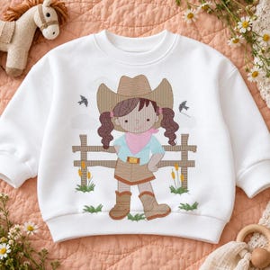 Cowgirl Machine Embroidery Design, Rippled Western Style, Instant Download, 3 Sizes Included