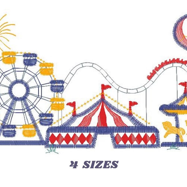 Fun park embroidery design - Fair embroidery designs machine embroidery pattern - Festival embroidery file - Circus instant download pes jef