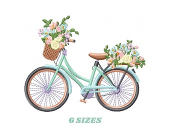 Bike embroidery designs - Bicycle embroidery design machine embroidery pattern - baby  girl embroidery file - jef pes dst hus vip vp3 xxx