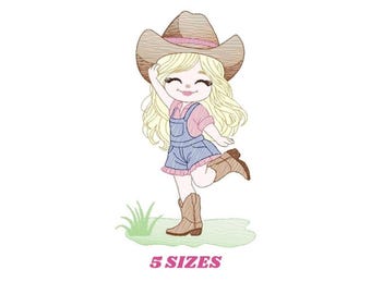 Cowgirl Embroidery Design – Machine Embroidery Pattern (Digital Download)