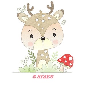Deer embroidery design - Animal embroidery designs machine embroidery pattern - Forest embroidery file - Baby boy embroidery  Woodland pes