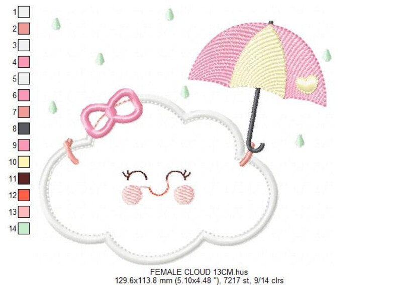 Cloud Embroidery Design Rain Embroidery Designs Machine Etsy