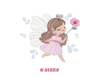 Fairy Girl Machine Embroidery Pattern – Garden Pixie Embroidery Design (Instant Download)