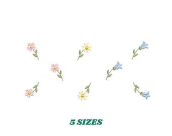 Little Flowers Embroidery Design – Tulip, Daisy Machine Pattern (Digital Download)
