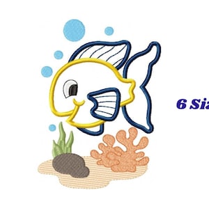 Golden fish embroidery designs - aquarium embroidery design machine embroidery pattern - children embroidery file - fishbowl applique design
