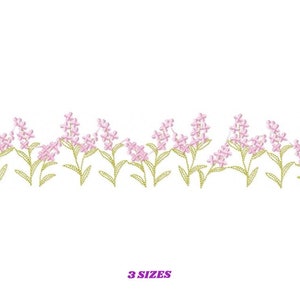 Blomsterträdgårdsavdelare broderimönster - Vårblommor linje maskinbroderimönster - Kökshandduksfil - Direkt nedladdning pes