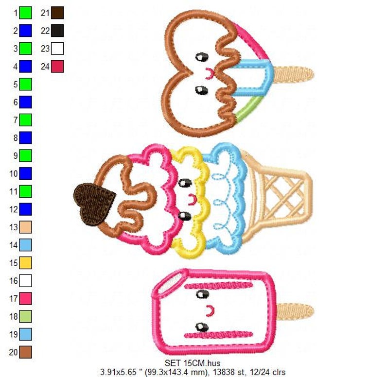 Ice Cream Embroidery Designs Candy Embroidery Design Machine Etsy