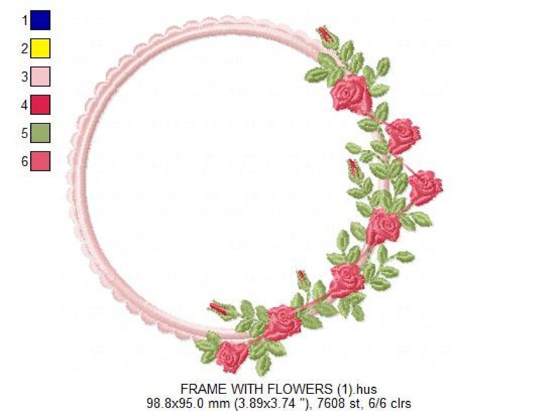 Monogram frame embroidery designs flower embroidery design  etsy Monogram frame embroidery designs flower embroidery design  etsy