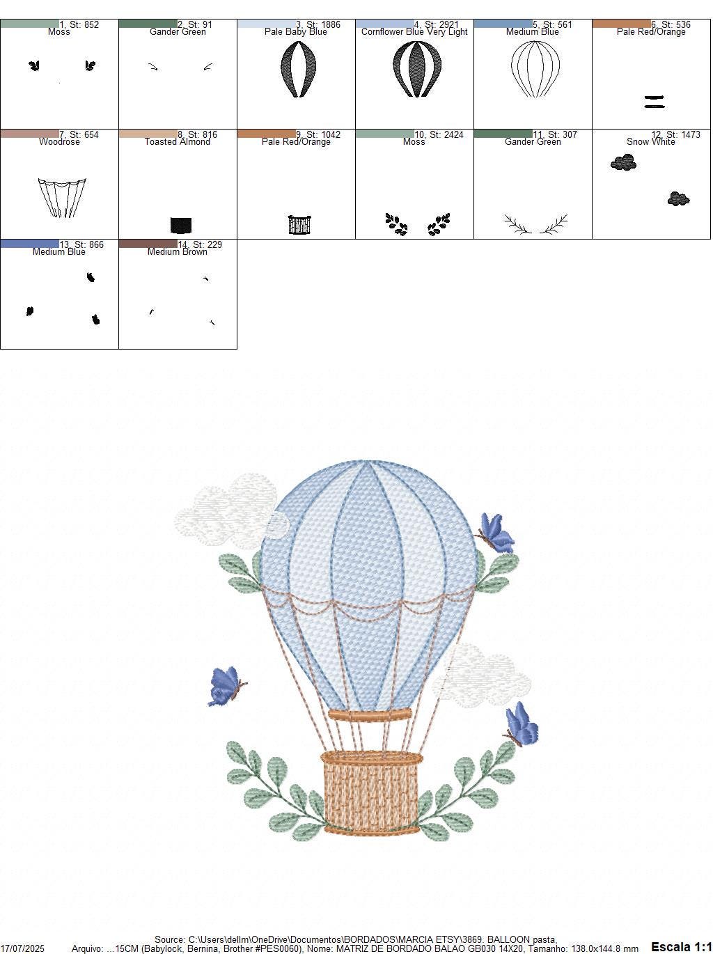 Balloon Embroidery Designs - Hot Air Balloon With Butterflies Machine ...