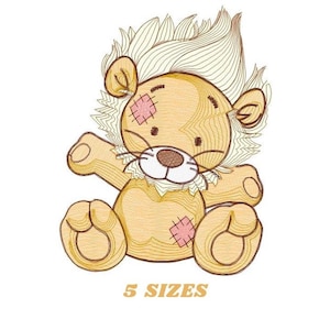 Lion teddy bear embroidery design, rippled lion, machine digital file