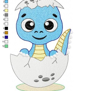 Baby Dinosaur embroidery designs Dino embroidery design machine embroidery pattern Dragon embroidery file Dinosaur egg boy embroidery image 5