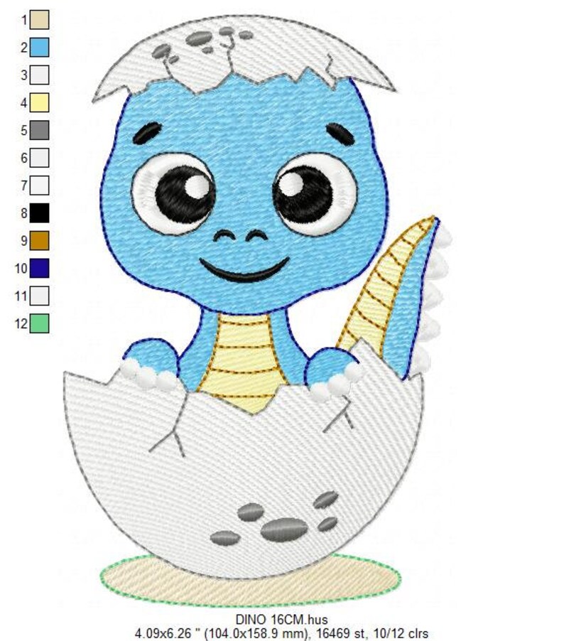 Baby Dinosaur embroidery designs Dino embroidery design machine embroidery pattern Dragon embroidery file Dinosaur egg boy embroidery image 5