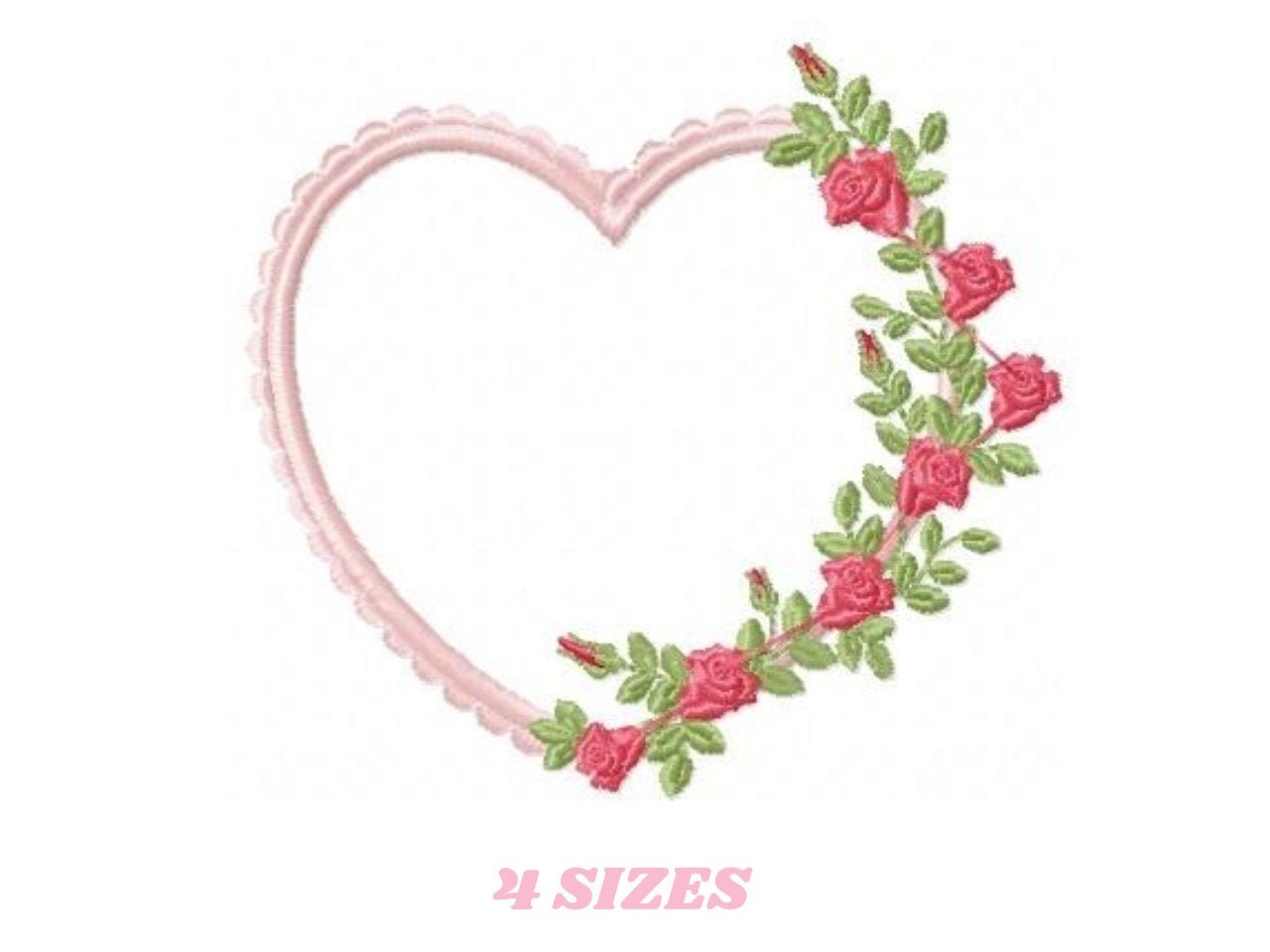 Buy Heart With Roses Embroidery Designs Flower Embroidery Design ...