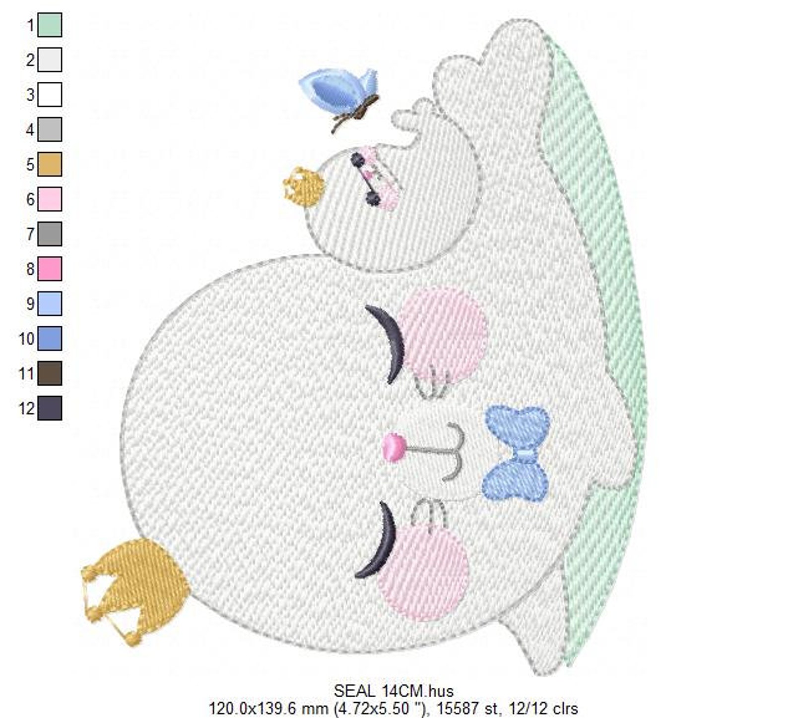 Seal Embroidery Designs Seal With Baby Embroidery Design Etsy