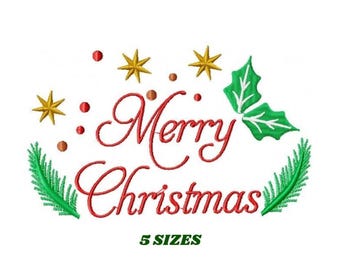 Merry Xmas embroidery designs - Christmas machine embroidery pattern - Winter Holiday file (Instant download)