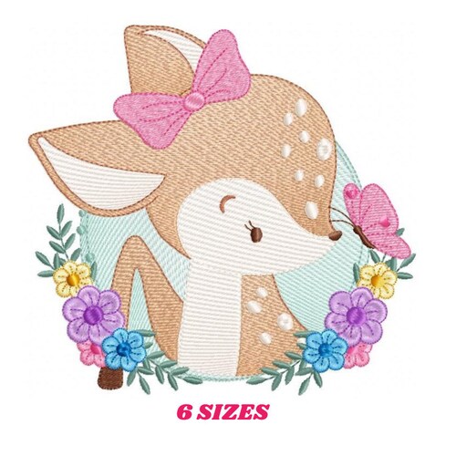 Deer Girl Embroidery Design Baby Embroidery Design Machine Etsy