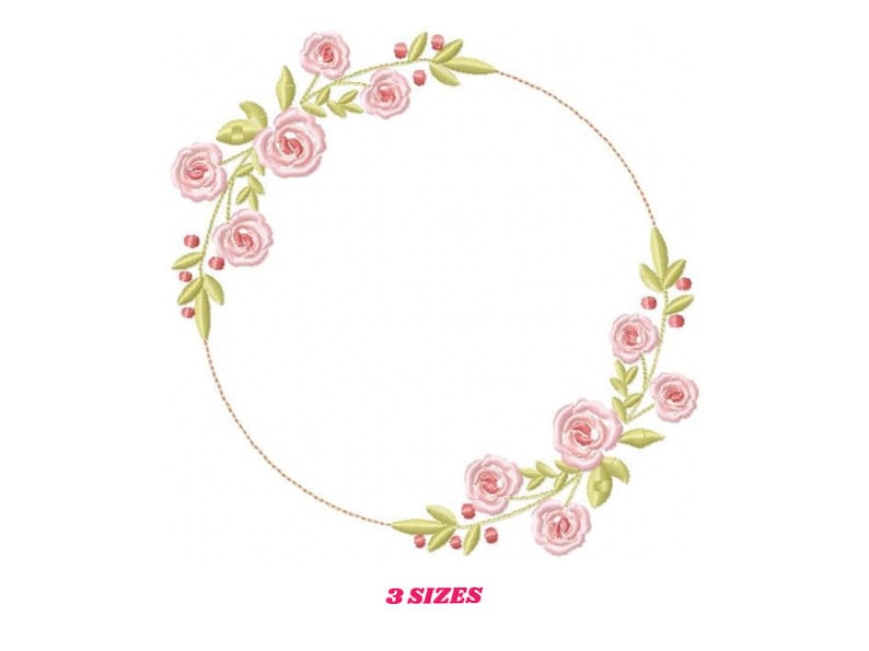 Monogram Frame embroidery designs - Flower embroidery design machine embroidery pattern - Rose wreath embroidery file - instant download 